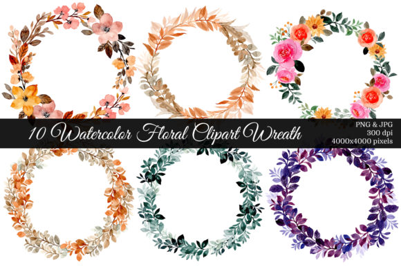 10 Watercolor Floral Clipart Wreath Review