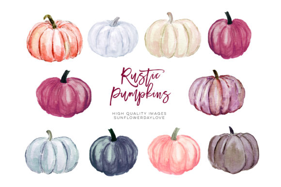Autumn Pumpkin Watercolor Clipart, Wine