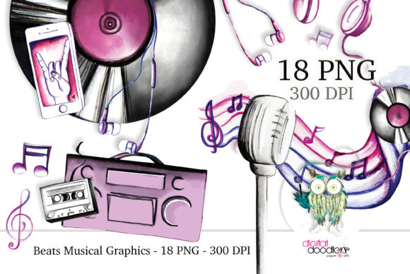 Beats Musical Watercolor Graphics & Illustrations