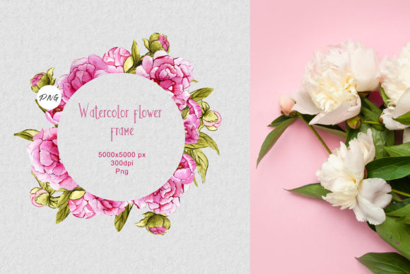 Beautiful Floral Watercolor Wreath Png & Illustrations