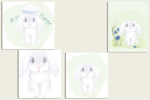 Funny Watercolor Bunny: Playful Illustrations