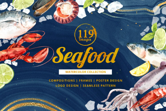 Seafood Watercolor Illustrations for Editors