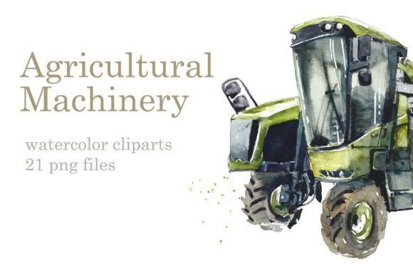 Watercolor Agricultural Machinery Illustrations
