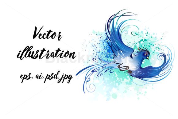 Watercolor Blue Bird Illustrations for Branding