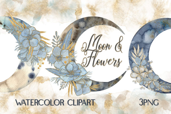 Watercolor Boho Clipart Moon Flowers Review