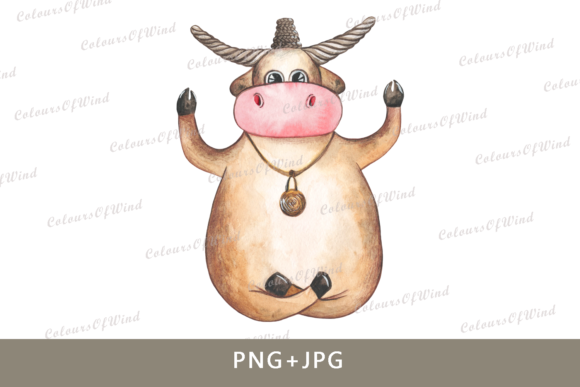 Watercolor Bull Sublimation Graphics & Illustrations