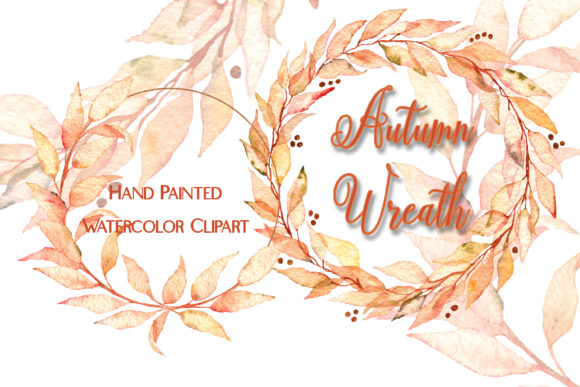 Watercolor Clipart Fall Wreath Illustrations