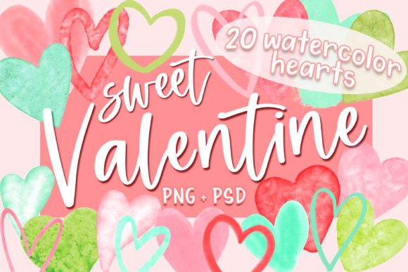 Watercolor Hearts Heart Sublimation Illustrations