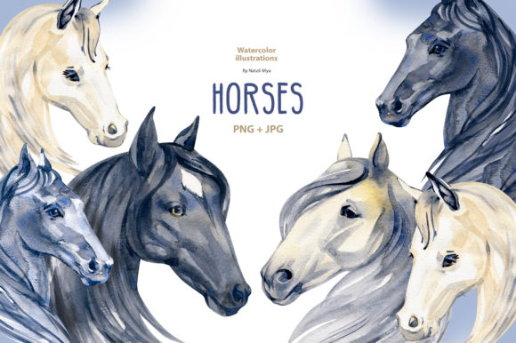 Watercolor Horses Clipart & Illustrations