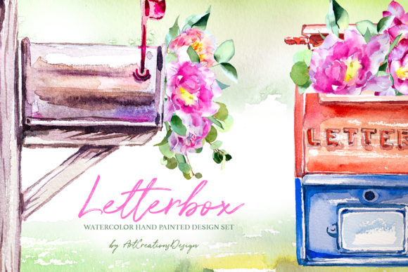 Watercolor Letterbox Design Set & Illustrations