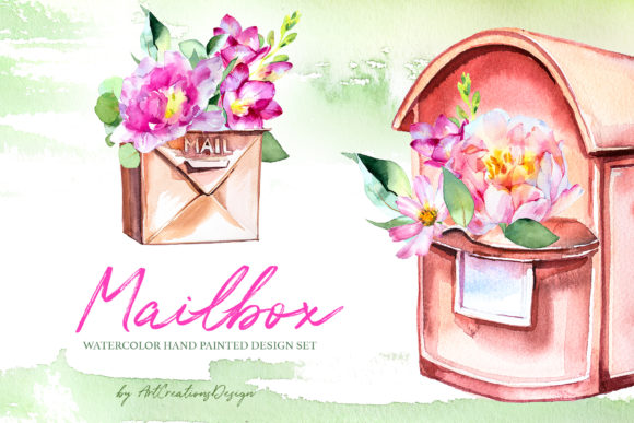 Watercolor Mailbox Design Set & Illustrations