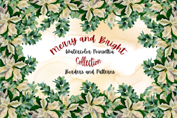 Watercolor Poinsettia Borders and Illustrations