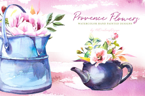 Watercolor Provence Flowers Illustrations Review