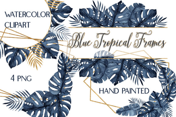 Watercolor Tropical Gold Frames Illustrations