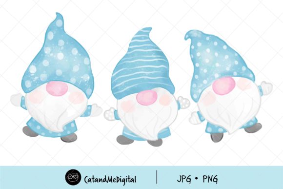 Watercolor Winter Gnomes Clipart & Illustrations