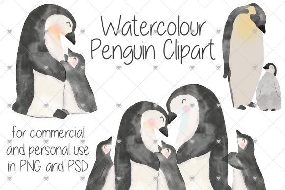 Watercolour Baby Penguins Zoo Illustrations