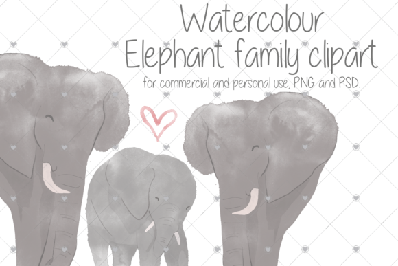 Watercolour Elephant Family Illustrations