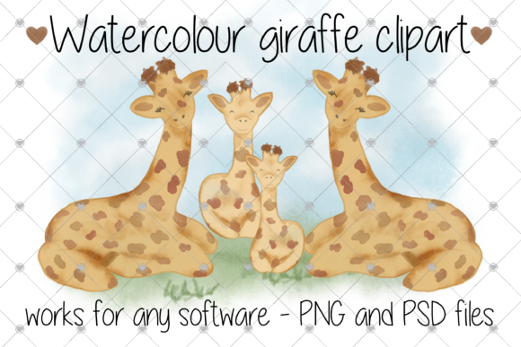 Watercolour Giraffe Family Illustrations