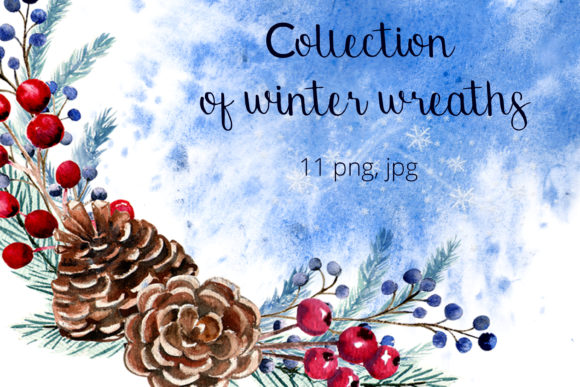 Winter Wreaths Watercolor Illustrations Review